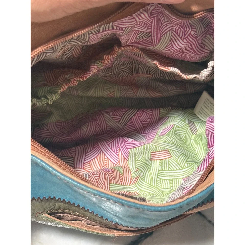 The Sak Patchwork Leather Suede Hobo Bag Multicolor Braided Handle Boho
